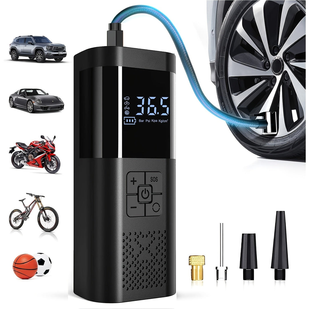 Tragbarer Luftkompressor mit LCD -Bildschirm und LED -Licht - 150 psi -Inflator für Autos, Fahrräder und Sportgeräte-3