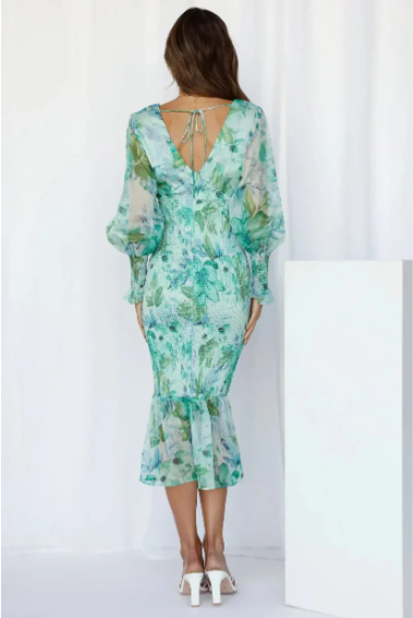 Angel | Elegantes Midikleid mit Blumenmuster für Damen