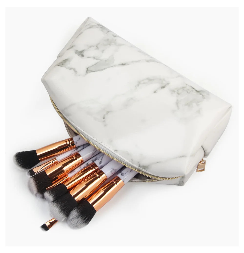 Lilyana | Marmor Eleganz 3-in-1 Kosmetik-Make-up Reisetaschen-Set
