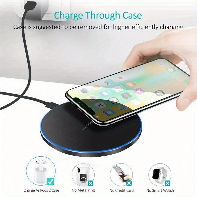 Schnelles drahtloses Ladegerät-15-W-Induktionsladebads für iPhone- und Android-Geräte, elegantes Design, kabelfreies Komfort-3