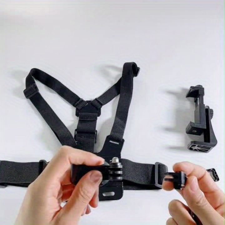 Verstellbarer Freisprecher Brustgürtel für bequeme Dreharbeiten und Fotografie-sichere Telefonhalter für Smartphones und Actionkameras-4