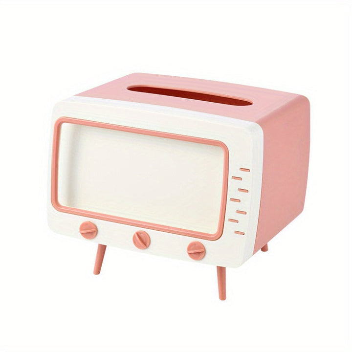 Retro -TV -Tissue -Box -Halter mit Smartphone -Dock - Multifunktionales Gewebeschutz für Heim- und Bürodekoration-4
