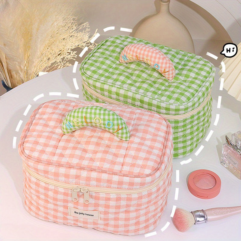 Melody | Vielseitiges Vichy-Karo Beauty Essentials Organizer Set
