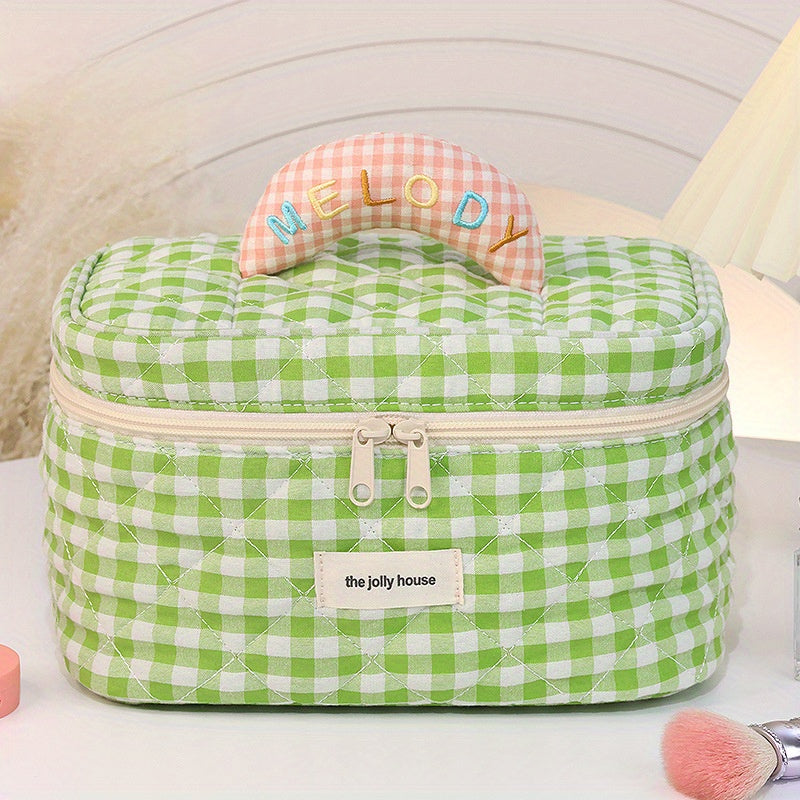 Melody | Vielseitiges Vichy-Karo Beauty Essentials Organizer Set