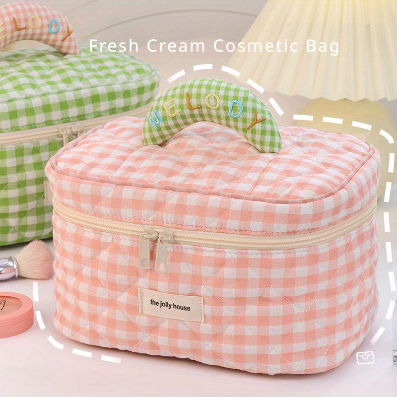 Melody | Vielseitiges Vichy-Karo Beauty Essentials Organizer Set