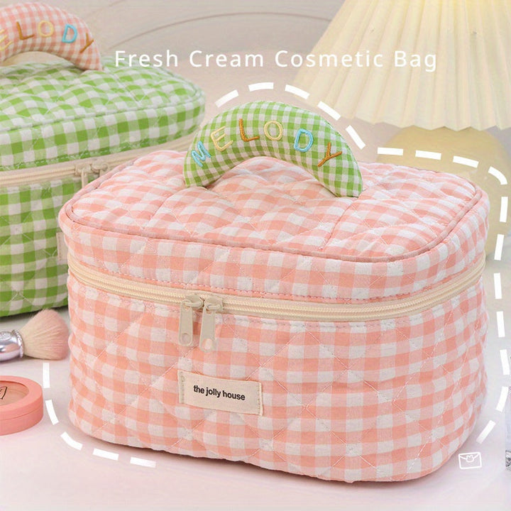 Melody | Vielseitiges Vichy-Karo Beauty Essentials Organizer Set