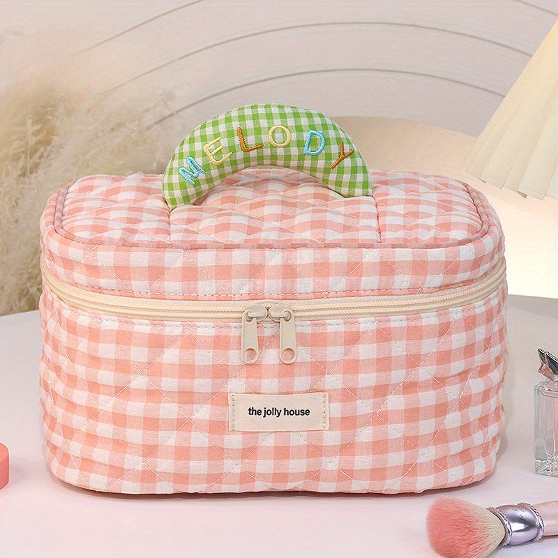 Melody | Vielseitiges Vichy-Karo Beauty Essentials Organizer Set
