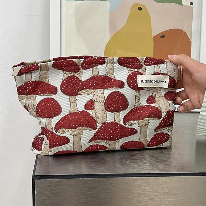 Ellie | Süßer Pilzdruck Kosmetiktasche
