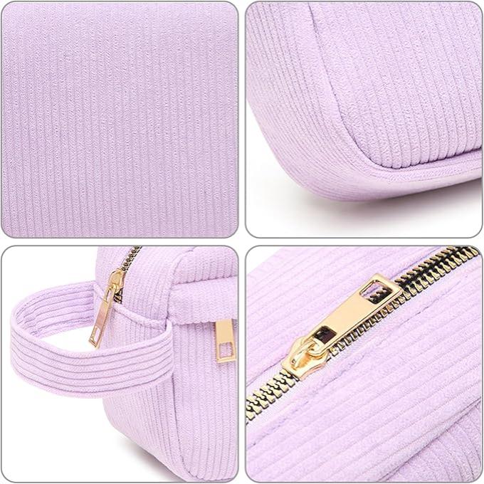 Kamiyah | Weiche Cord-Baumwoll-Kosmetiktasche für Reisen