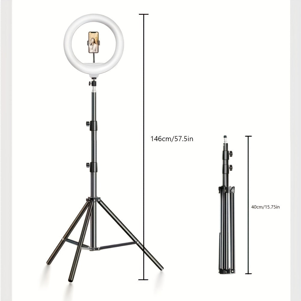 LED -Ringlicht mit verstellbarem Stativ und Telefonhalter für Selfies und Videoaufzeichnung-2