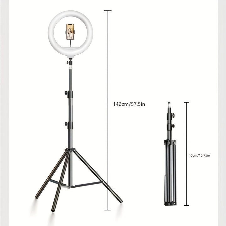 LED -Ringlicht mit verstellbarem Stativ und Telefonhalter für Selfies und Videoaufzeichnung-2