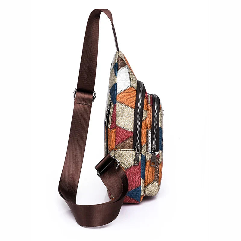 Fleur | Damen Farbblock Crossbody Tasche aus geprägtem PU-Leder