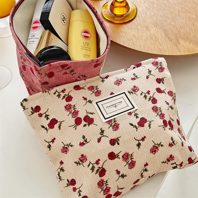 Jaycee | Elegante Rosen-Schminktasche mit großem Fassungsvermögen
