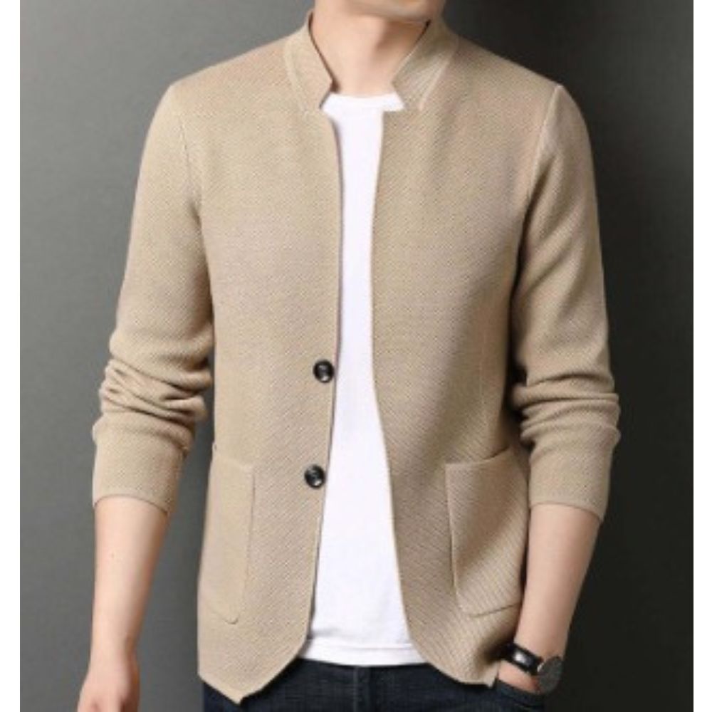 Herren Stehkragen Gesteppte Jacke Slim Fit mit Zweiknopfverschluss Modern