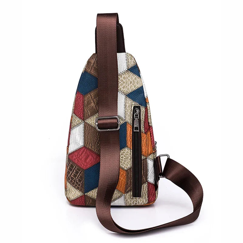 Fleur | Damen Farbblock Crossbody Tasche aus geprägtem PU-Leder