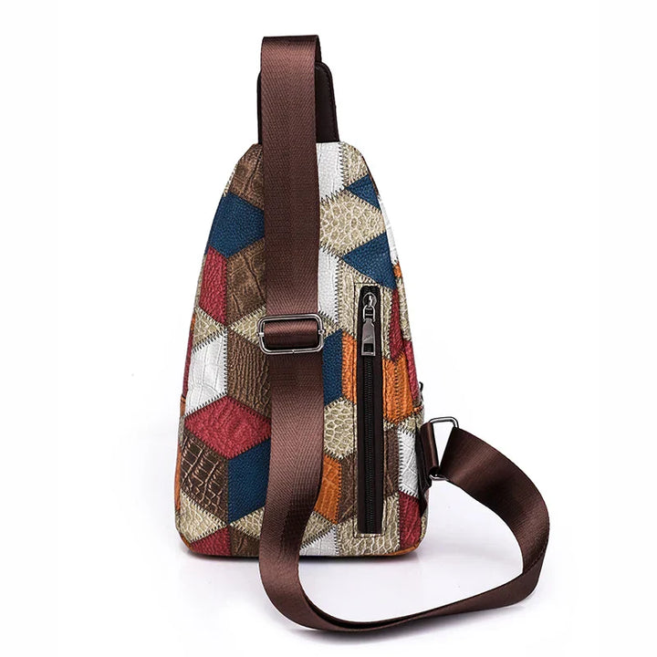 Fleur | Damen Farbblock Crossbody Tasche aus geprägtem PU-Leder