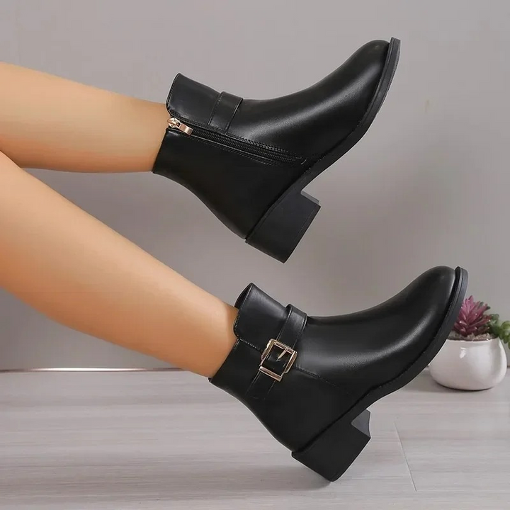Klara | Elegante Stiefeletten mit Blockabsatz und Reißverschluss