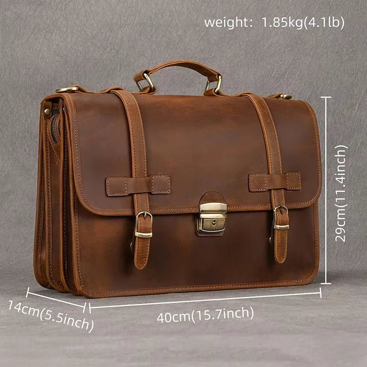 Daniel | Herren Leder Crossbody Messenger Laptoptasche Reisetasche