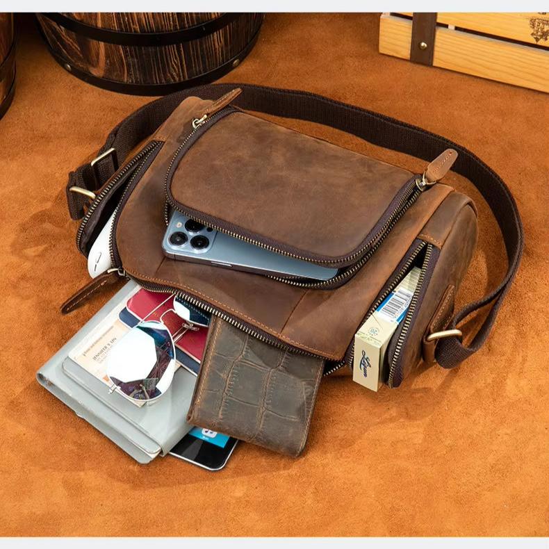 Kai | Herren Vintage Leder Crossbody Sling Reisetasche