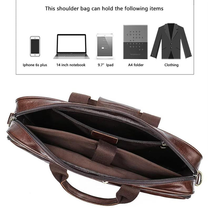 Dylan | Große Kapazität Leder Laptop Schultertasche