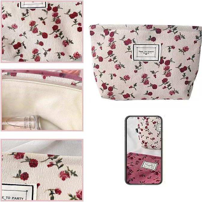 Jaycee | Elegante Rosen-Schminktasche mit großem Fassungsvermögen