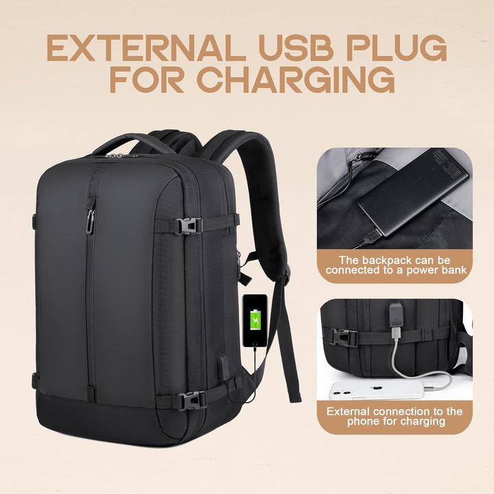 40L Erweiterbarer Wasserdichter Reiserucksack mit USB-Anschluss & 17” Laptopfach – AirVoyage 1