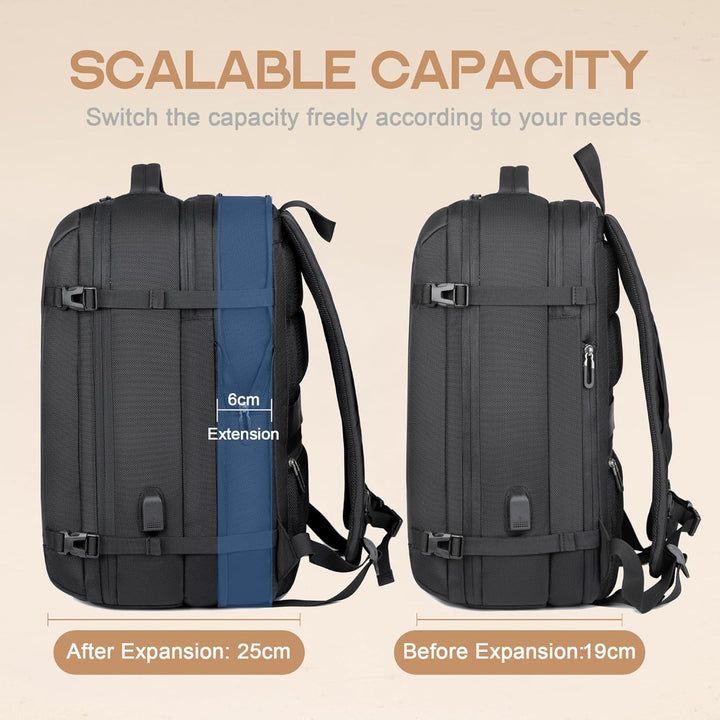 40L Erweiterbarer Wasserdichter Reiserucksack mit USB-Anschluss & 17” Laptopfach – AirVoyage 2