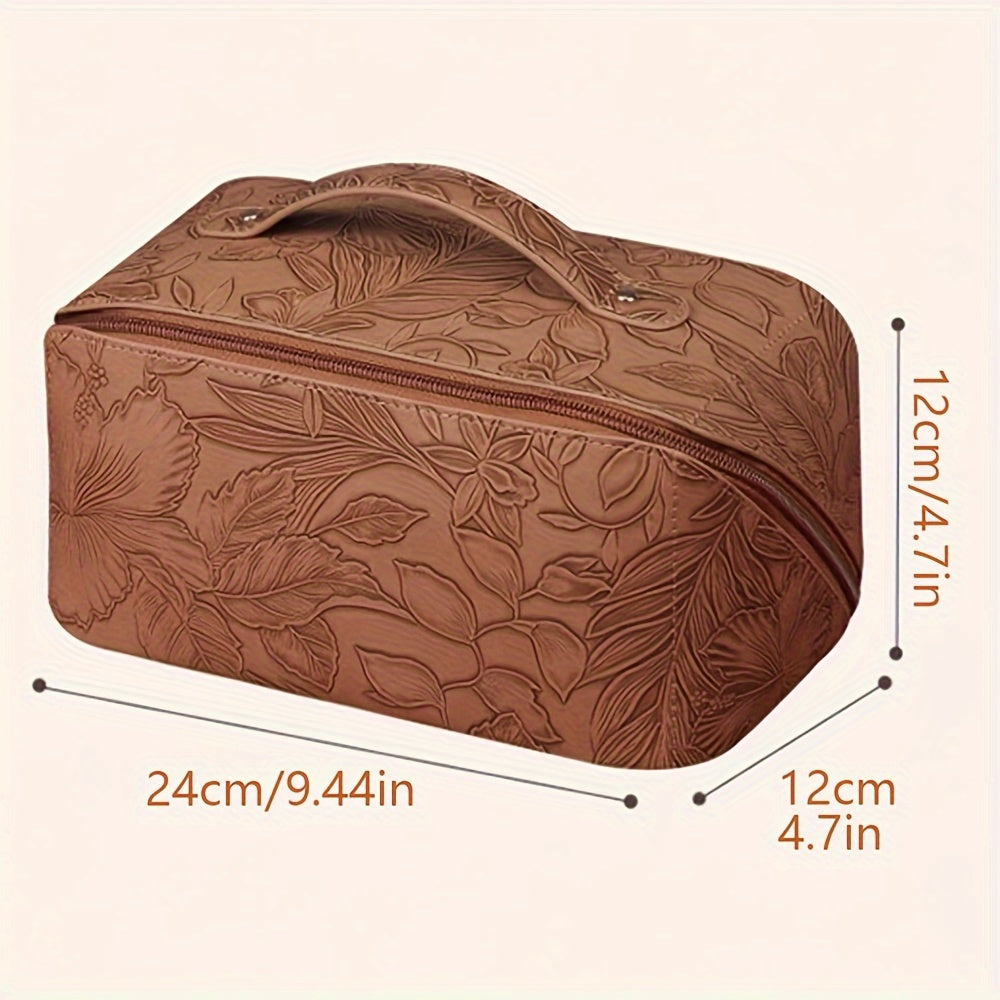 Camila | Floral geprägte und geräumige Aufbewahrungskosmetiktasche