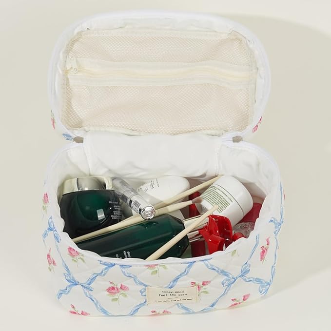 Elisse | Elegantes gepolstertes Make-up Taschen Set mit floralem Design