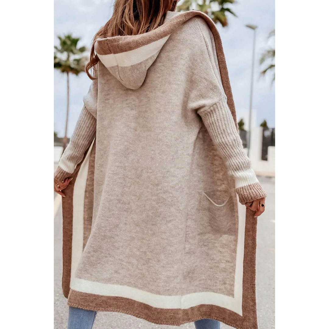 Niana | Gemütliche Lange Colorblock Strickjacke