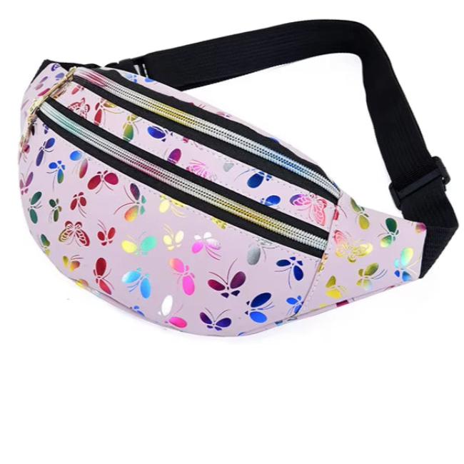 Lila | Damen Schmetterlingsdruck Crossbody Gürteltasche