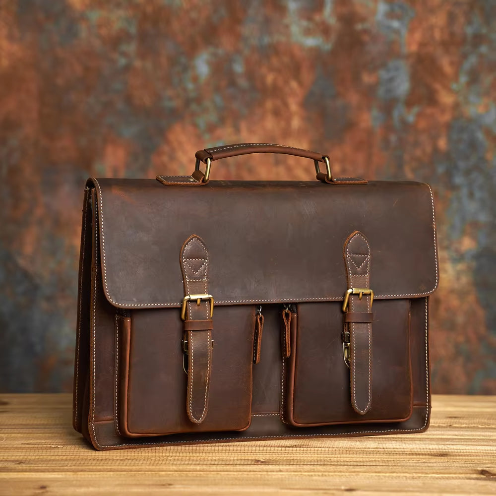 Liam | Retro Leder Crossbody Laptop Reis Messenger Handtasche