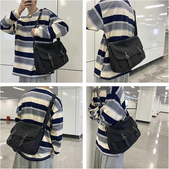 Victor | Große Vintage-Canvas-Schultertasche