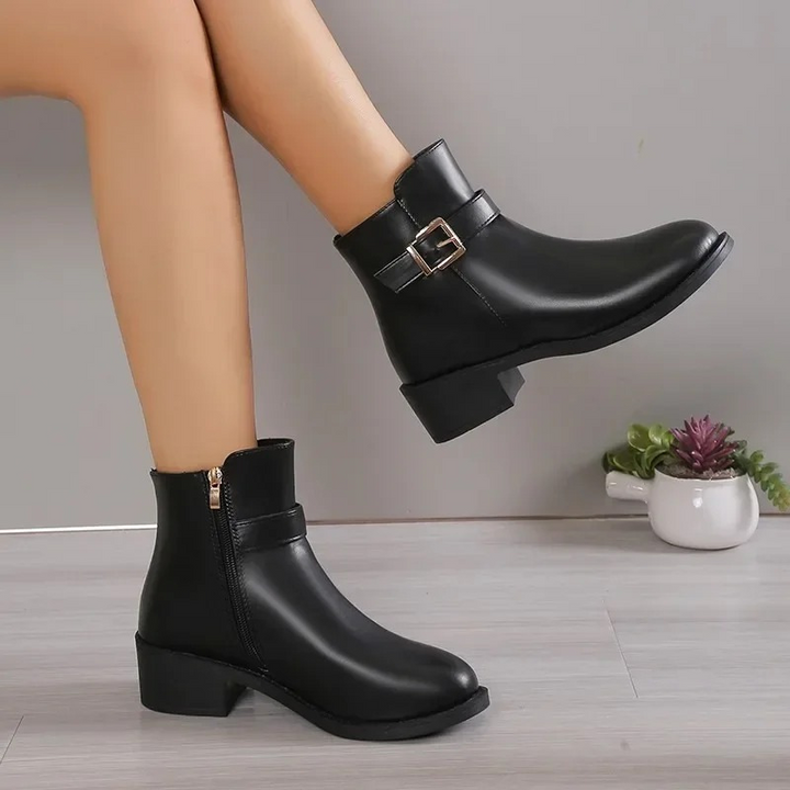 Klara | Elegante Stiefeletten mit Blockabsatz und Reißverschluss