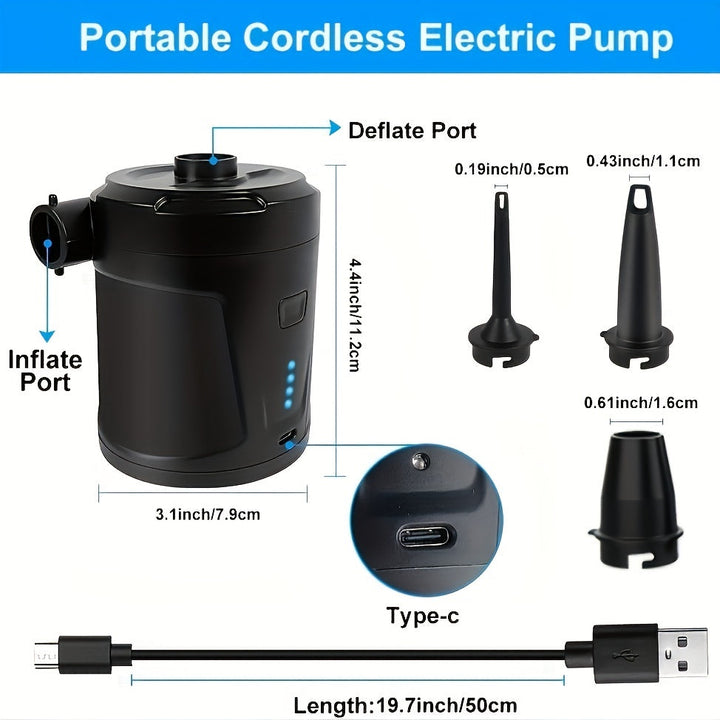 Wiederaufladbare drahtlose Mini -Elektro -Luftpumpe - Leichte USB-4