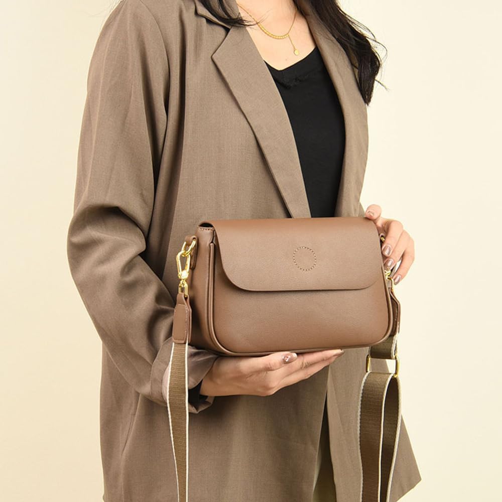 Nora | Vegane Leder Schultertasche | Klappen design