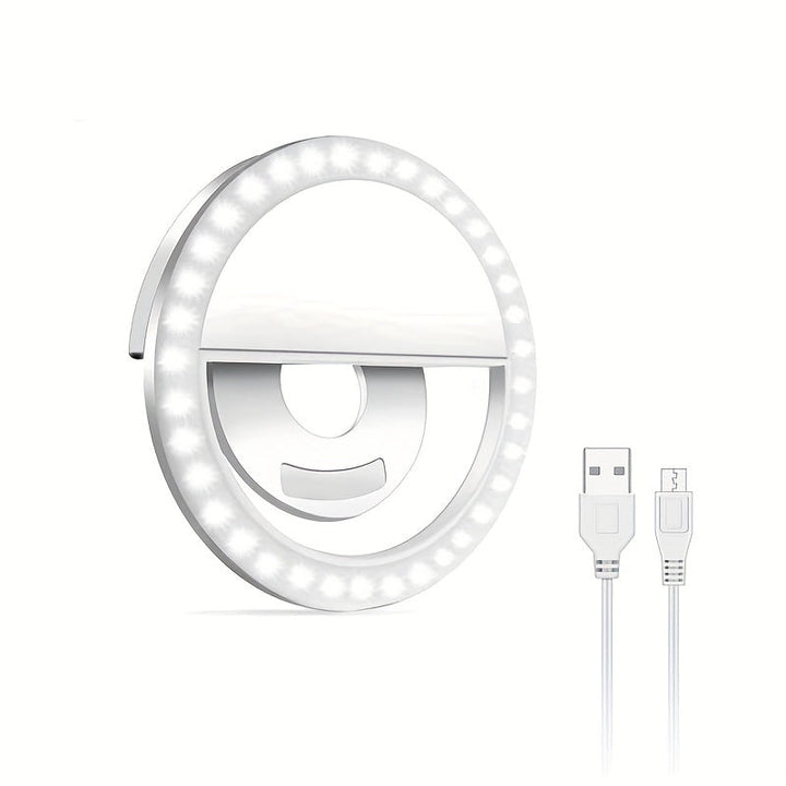 LED -Selfie -Ringlicht mit wiederaufladbarem Akku - Perfektes Kreislicht für Make -up und Fotografie, kompatibel mit Telefonen und Computern-1