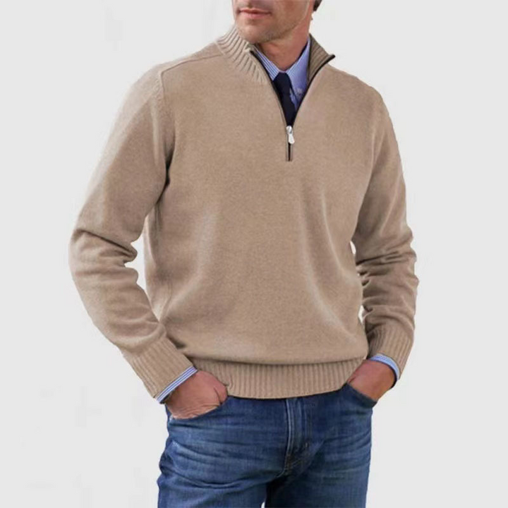 Hermann | Stilvoller Herrenpullover mit Halbreißverschluss