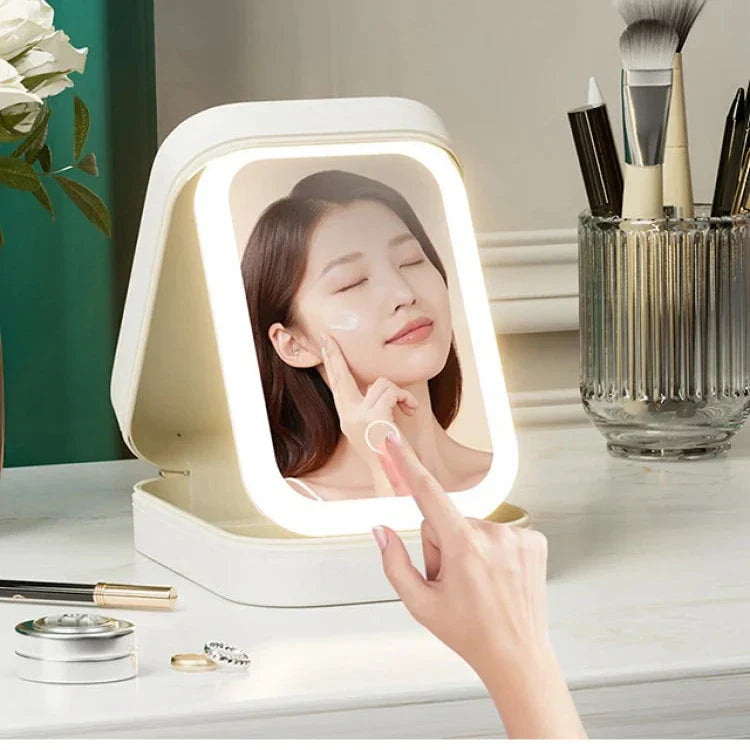 Kori | Tragbarer LED-beleuchteter Spiegel Reise-Make-up-Tasche