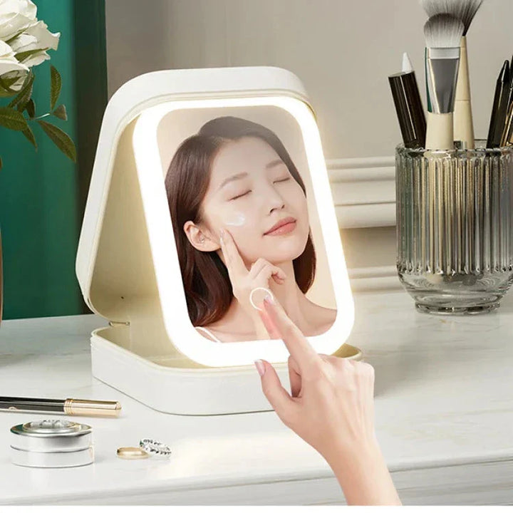Kori | Tragbarer LED-beleuchteter Spiegel Reise-Make-up-Tasche