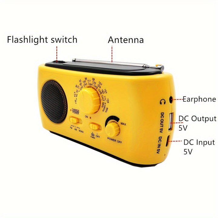 Tragbares Notfallradio mit AM/FM/NOAA, USB -Ladegerät, LED -Taschenlampe, wasserfest für Camping und Außengebrauch-6