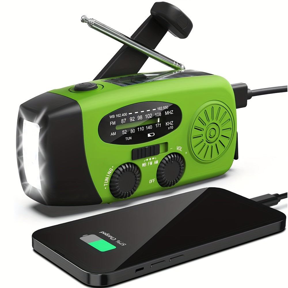Kompaktes Notfallradio mit 2000mah Power Bank, Solar, Handkurbel und eingebaute Taschenlampe für die Verwendung im Freien-1