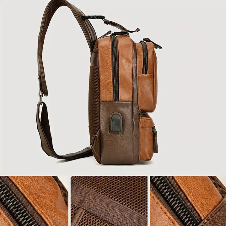 Noah | Reis Crossbody-Tasche aus PU-Leder mit Ladeanschluss