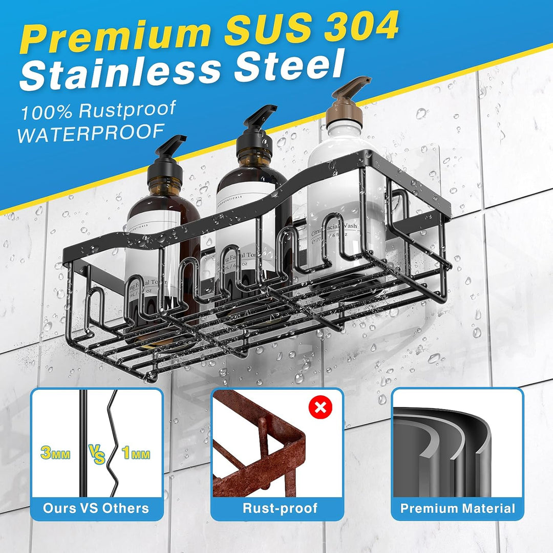  StickPro - 5 -Pack -Selbstadhäsions -Duschmandden - Edelstahlorganisator ohne Bohren-4