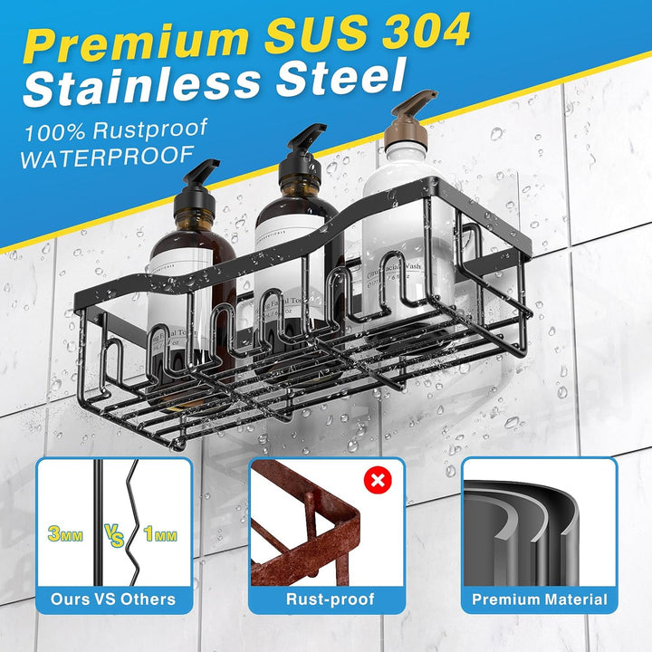  StickPro - 5 -Pack -Selbstadhäsions -Duschmandden - Edelstahlorganisator ohne Bohren-4
