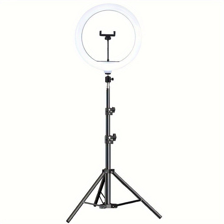 LED -Ringlicht mit verstellbarem Stativ und Telefonhalter für Selfies und Videoaufzeichnung-1