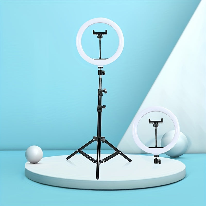 LED -Ringlicht mit verstellbarem Stativ und Telefonhalter für Selfies und Videoaufzeichnung-4