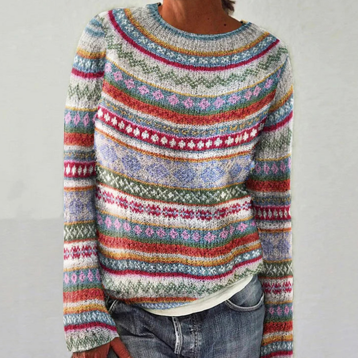 Emmi | Farbenfroher Damenpullover mit Langen Ärmeln für den Winter