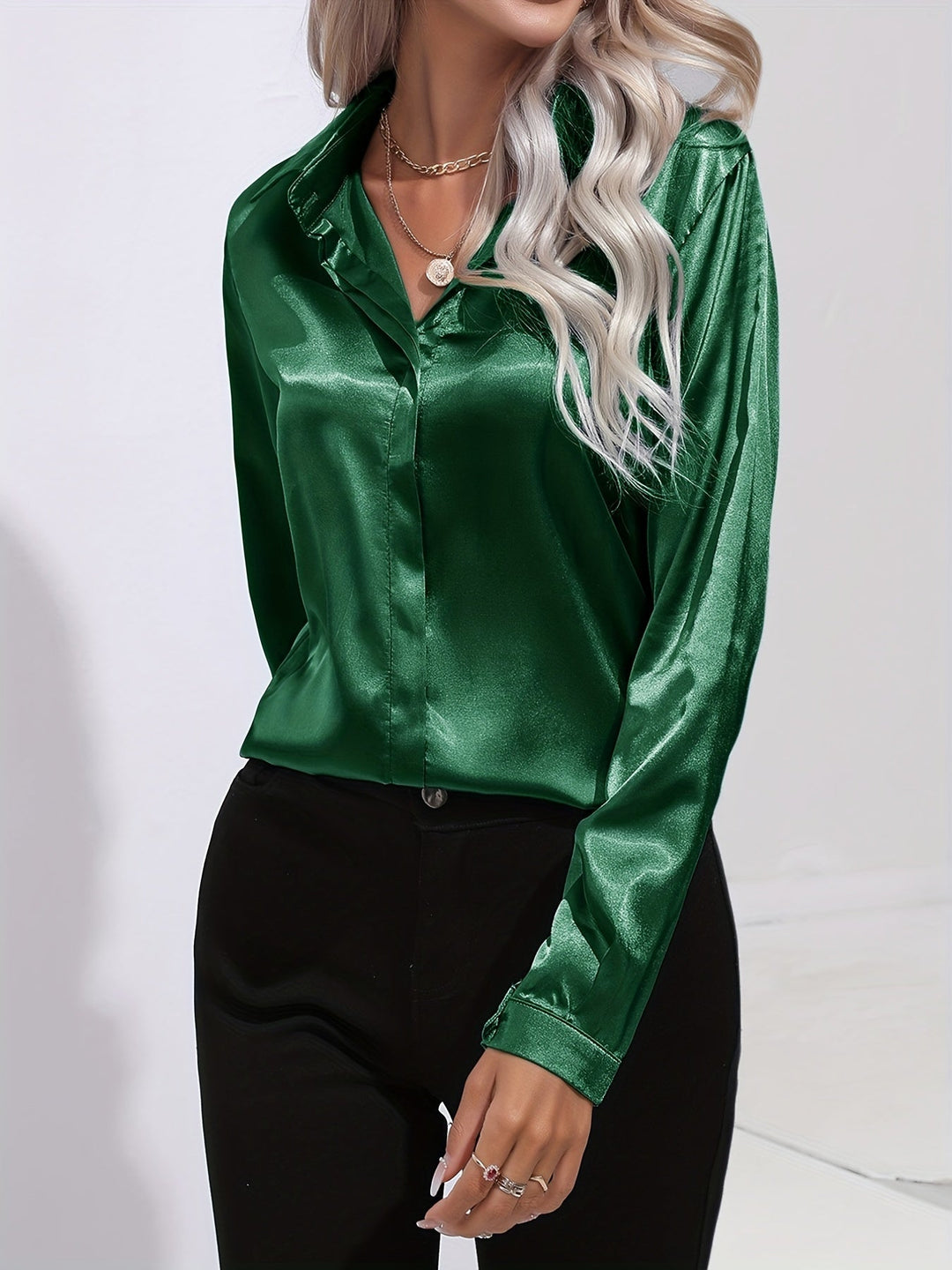 Aaliyah | Satin-Hemd mit Knopfleiste für Damen 11