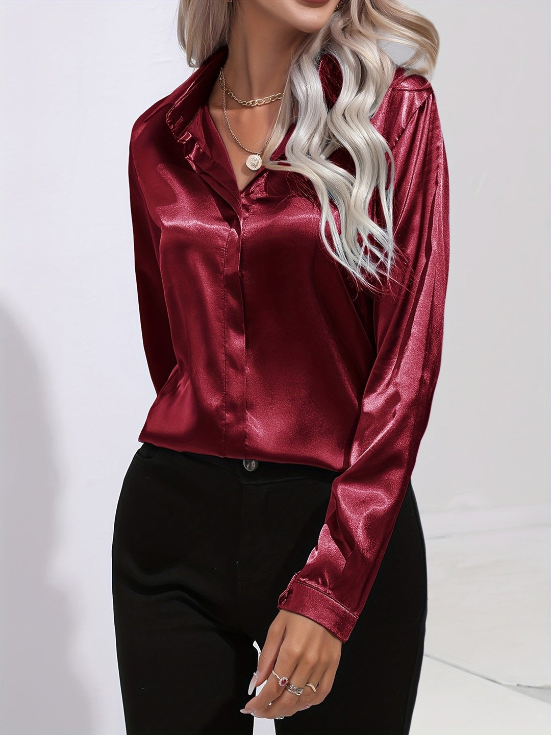 Aaliyah | Satin-Hemd mit Knopfleiste für Damen 9